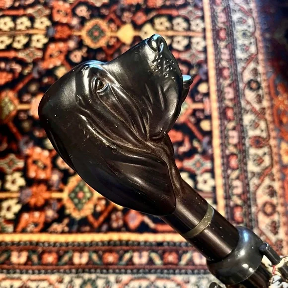 Aramis Profound Hound Umbrella Houndstooth Bloodhound Dog Head Handle. Rare Find - Picture 2 of 8